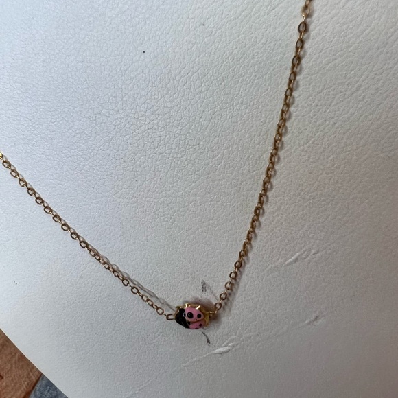 Solid 18K Yellow Gold Ladybug Beautiful Necklace 16" - Picture 14 of 14